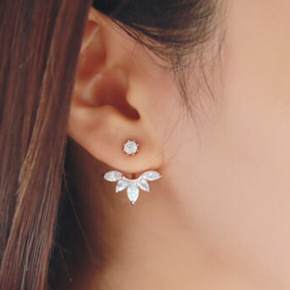 New Rhinestone Teardrop Silver Bridal Earrings